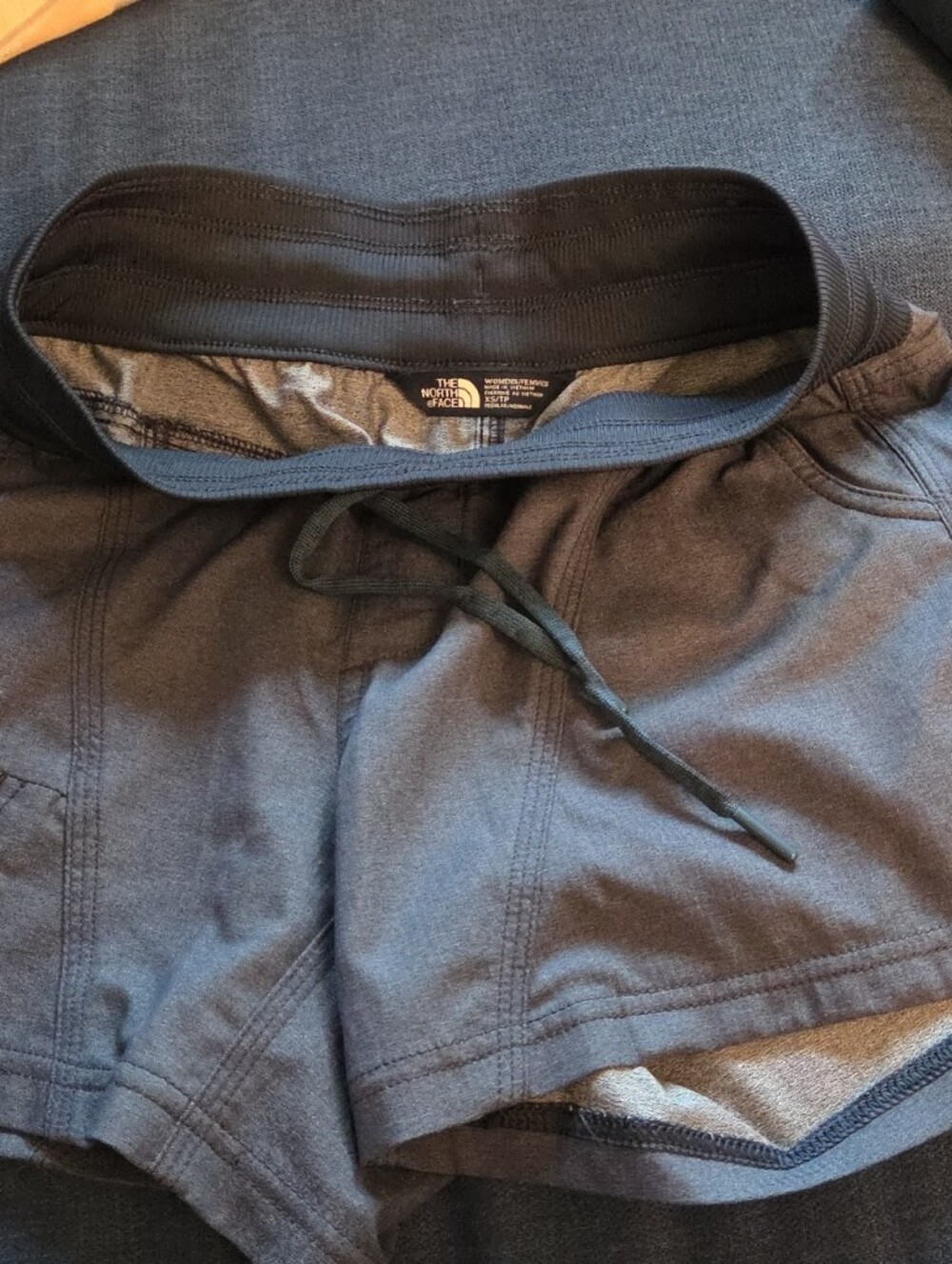 The North Face Women's Blue-Grey Shorts with Drawstring and Pocket